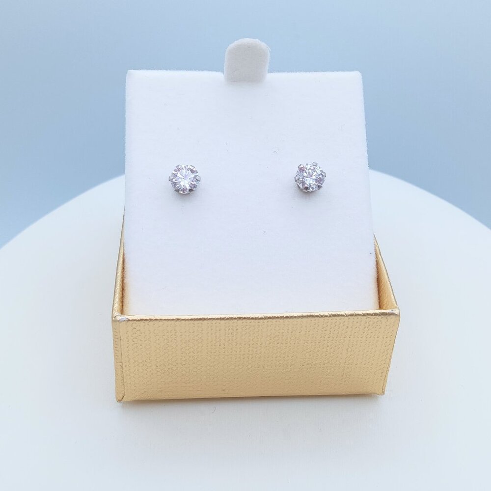 Vintage 925 Sterling Silver CZ Gem Post Stud Earrings